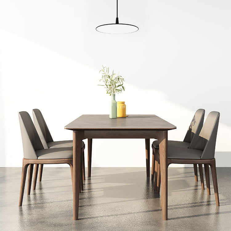 Mid-Century Sintered Stone Gray Table Rectangle Shape Standard Dining Table for Kitchen Clearhalo ' dining_table' 'Dining Tables & Seating' 'Dining Tables' 'furn' 'furn_dining_table' 'Furniture' 'furniture_dining_table' 'Kitchen & Dining Furniture' 'kitchen&dining_furn' 'kitchen' 'kitchen_dining_table' 4092173
