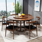 Round Pedestal Wood Color Table Simplicity Table with Turntable Clearhalo ' dining_table' 'Dining Tables & Seating' 'Dining Tables' 'furn' 'furn_dining_table' 'Furniture' 'furniture_dining_table' 'Kitchen & Dining Furniture' 'kitchen&dining_furn' 'kitchen' 'kitchen_dining_table' 4092177