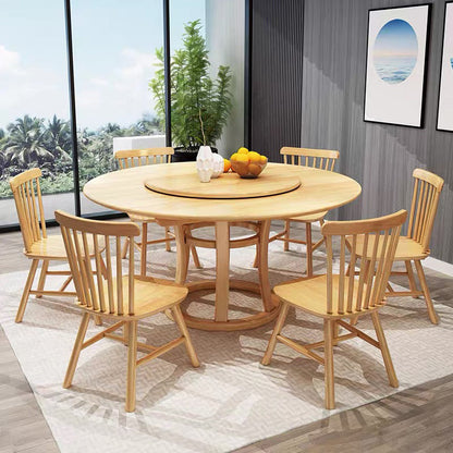 Round Pedestal Wood Color Table Simplicity Table with Turntable Natural Without Chairs Clearhalo ' dining_table' 'Dining Tables & Seating' 'Dining Tables' 'furn' 'furn_dining_table' 'Furniture' 'furniture_dining_table' 'Kitchen & Dining Furniture' 'kitchen&dining_furn' 'kitchen' 'kitchen_dining_table' 4092178