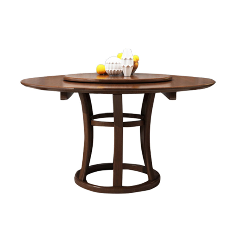Round Pedestal Wood Color Table Simplicity Table with Turntable Walnut Without Chairs Clearhalo ' dining_table' 'Dining Tables & Seating' 'Dining Tables' 'furn' 'furn_dining_table' 'Furniture' 'furniture_dining_table' 'Kitchen & Dining Furniture' 'kitchen&dining_furn' 'kitchen' 'kitchen_dining_table' 4092180