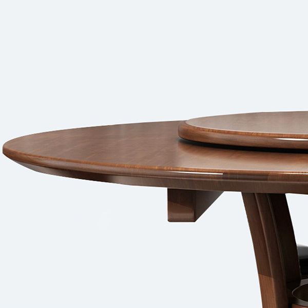 Round Pedestal Wood Color Table Simplicity Table with Turntable Clearhalo ' dining_table' 'Dining Tables & Seating' 'Dining Tables' 'furn' 'furn_dining_table' 'Furniture' 'furniture_dining_table' 'Kitchen & Dining Furniture' 'kitchen&dining_furn' 'kitchen' 'kitchen_dining_table' 4092181