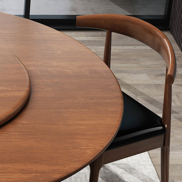 Round Pedestal Wood Color Table Simplicity Table with Turntable Clearhalo ' dining_table' 'Dining Tables & Seating' 'Dining Tables' 'furn' 'furn_dining_table' 'Furniture' 'furniture_dining_table' 'Kitchen & Dining Furniture' 'kitchen&dining_furn' 'kitchen' 'kitchen_dining_table' 4092182