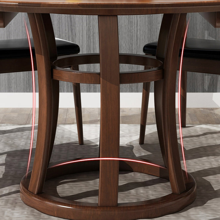 Round Pedestal Wood Color Table Simplicity Table with Turntable Clearhalo ' dining_table' 'Dining Tables & Seating' 'Dining Tables' 'furn' 'furn_dining_table' 'Furniture' 'furniture_dining_table' 'Kitchen & Dining Furniture' 'kitchen&dining_furn' 'kitchen' 'kitchen_dining_table' 4092183