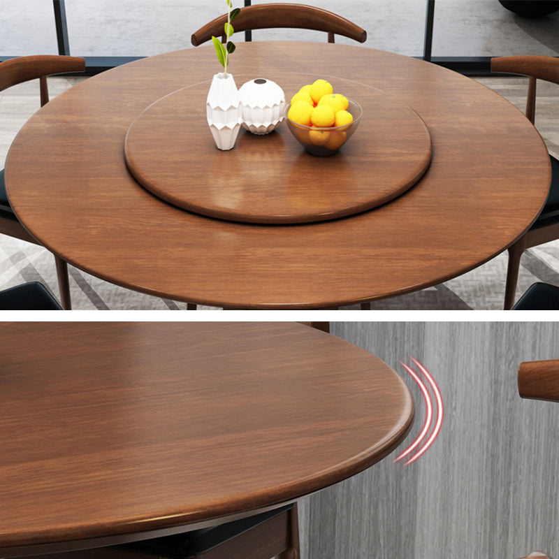 Round Pedestal Wood Color Table Simplicity Table with Turntable Clearhalo ' dining_table' 'Dining Tables & Seating' 'Dining Tables' 'furn' 'furn_dining_table' 'Furniture' 'furniture_dining_table' 'Kitchen & Dining Furniture' 'kitchen&dining_furn' 'kitchen' 'kitchen_dining_table' 4092184