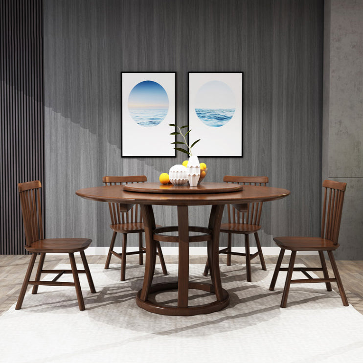 Round Pedestal Wood Color Table Simplicity Table with Turntable Clearhalo ' dining_table' 'Dining Tables & Seating' 'Dining Tables' 'furn' 'furn_dining_table' 'Furniture' 'furniture_dining_table' 'Kitchen & Dining Furniture' 'kitchen&dining_furn' 'kitchen' 'kitchen_dining_table' 4092188