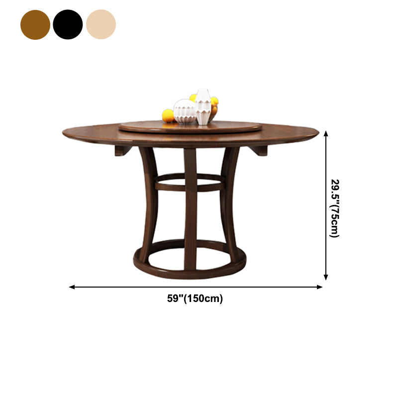 Round Pedestal Wood Color Table Simplicity Table with Turntable Clearhalo ' dining_table' 'Dining Tables & Seating' 'Dining Tables' 'furn' 'furn_dining_table' 'Furniture' 'furniture_dining_table' 'Kitchen & Dining Furniture' 'kitchen&dining_furn' 'kitchen' 'kitchen_dining_table' 4092192