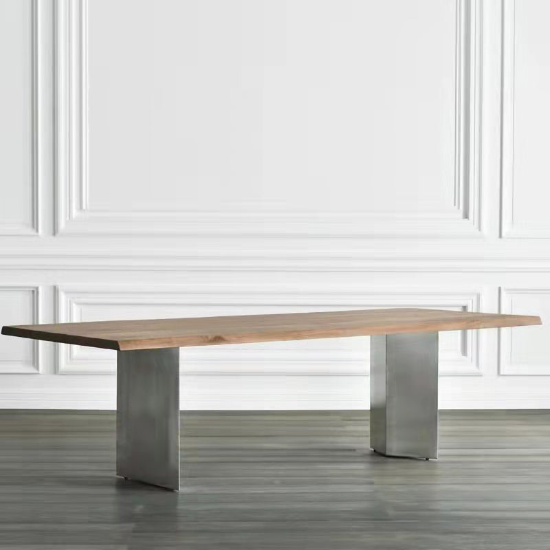 Rectangle Wood Color Dining Table Pine Solid Wood Table Luxury with Double Pedestal Clearhalo ' dining_table' 'Dining Tables & Seating' 'Dining Tables' 'furn' 'furn_dining_table' 'Furniture' 'furniture_dining_table' 'Kitchen & Dining Furniture' 'kitchen&dining_furn' 'kitchen' 'kitchen_dining_table' 4092210