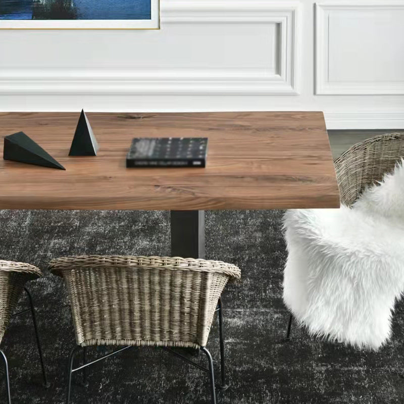 Rectangle Wood Color Dining Table Pine Solid Wood Table Luxury with Double Pedestal Clearhalo ' dining_table' 'Dining Tables & Seating' 'Dining Tables' 'furn' 'furn_dining_table' 'Furniture' 'furniture_dining_table' 'Kitchen & Dining Furniture' 'kitchen&dining_furn' 'kitchen' 'kitchen_dining_table' 4092212