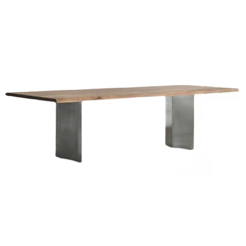 Rectangle Wood Color Dining Table Pine Solid Wood Table Luxury with Double Pedestal Without Chairs Clearhalo ' dining_table' 'Dining Tables & Seating' 'Dining Tables' 'furn' 'furn_dining_table' 'Furniture' 'furniture_dining_table' 'Kitchen & Dining Furniture' 'kitchen&dining_furn' 'kitchen' 'kitchen_dining_table' 4092213