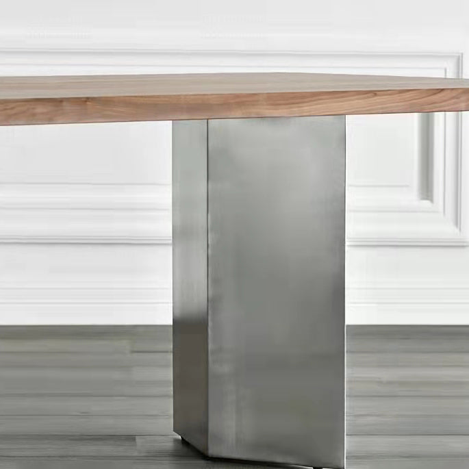 Rectangle Wood Color Dining Table Pine Solid Wood Table Luxury with Double Pedestal Clearhalo ' dining_table' 'Dining Tables & Seating' 'Dining Tables' 'furn' 'furn_dining_table' 'Furniture' 'furniture_dining_table' 'Kitchen & Dining Furniture' 'kitchen&dining_furn' 'kitchen' 'kitchen_dining_table' 4092216