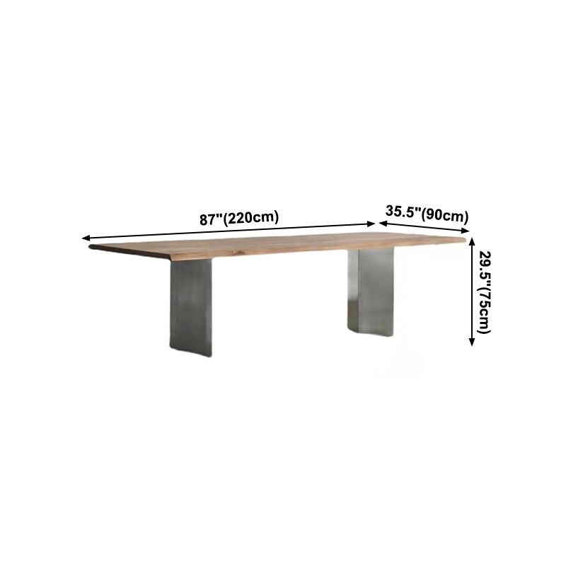 Rectangle Wood Color Dining Table Pine Solid Wood Table Luxury with Double Pedestal Clearhalo ' dining_table' 'Dining Tables & Seating' 'Dining Tables' 'furn' 'furn_dining_table' 'Furniture' 'furniture_dining_table' 'Kitchen & Dining Furniture' 'kitchen&dining_furn' 'kitchen' 'kitchen_dining_table' 4092223
