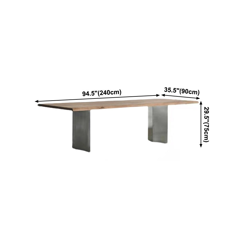 Rectangle Wood Color Dining Table Pine Solid Wood Table Luxury with Double Pedestal Clearhalo ' dining_table' 'Dining Tables & Seating' 'Dining Tables' 'furn' 'furn_dining_table' 'Furniture' 'furniture_dining_table' 'Kitchen & Dining Furniture' 'kitchen&dining_furn' 'kitchen' 'kitchen_dining_table' 4092224