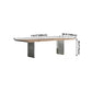 Rectangle Wood Color Dining Table Pine Solid Wood Table Luxury with Double Pedestal Clearhalo ' dining_table' 'Dining Tables & Seating' 'Dining Tables' 'furn' 'furn_dining_table' 'Furniture' 'furniture_dining_table' 'Kitchen & Dining Furniture' 'kitchen&dining_furn' 'kitchen' 'kitchen_dining_table' 4092226