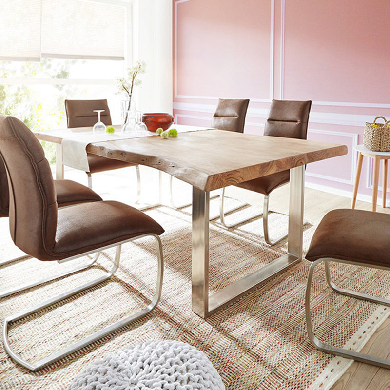 Solid Wood Brown Tone Table Luxury Sled Base Table for Dining Room Clearhalo ' dining_table' 'Dining Tables & Seating' 'Dining Tables' 'furn' 'furn_dining_table' 'Furniture' 'furniture_dining_table' 'Kitchen & Dining Furniture' 'kitchen&dining_furn' 'kitchen' 'kitchen_dining_table' 4092247