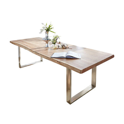 Solid Wood Brown Tone Table Luxury Sled Base Table for Dining Room Without Chairs Clearhalo ' dining_table' 'Dining Tables & Seating' 'Dining Tables' 'furn' 'furn_dining_table' 'Furniture' 'furniture_dining_table' 'Kitchen & Dining Furniture' 'kitchen&dining_furn' 'kitchen' 'kitchen_dining_table' 4092248