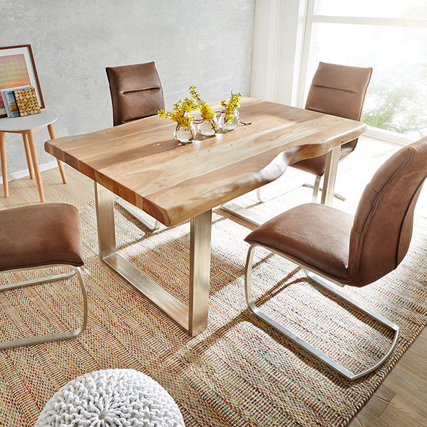 Solid Wood Brown Tone Table Luxury Sled Base Table for Dining Room Clearhalo ' dining_table' 'Dining Tables & Seating' 'Dining Tables' 'furn' 'furn_dining_table' 'Furniture' 'furniture_dining_table' 'Kitchen & Dining Furniture' 'kitchen&dining_furn' 'kitchen' 'kitchen_dining_table' 4092255