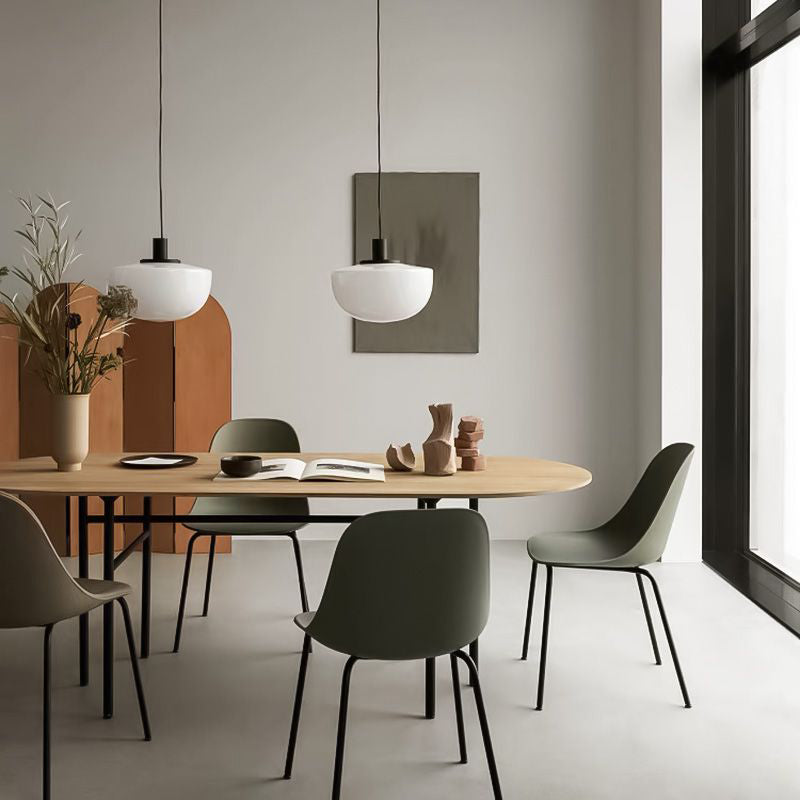 Oval Shape Minimalist Dining Table Wood Color Fixed Table with Solid Wood Clearhalo ' dining_table' 'Dining Tables & Seating' 'Dining Tables' 'furn' 'furn_dining_table' 'Furniture' 'furniture_dining_table' 'Kitchen & Dining Furniture' 'kitchen&dining_furn' 'kitchen' 'kitchen_dining_table' 4092265