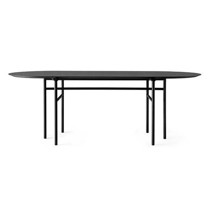 Oval Shape Minimalist Dining Table Wood Color Fixed Table with Solid Wood Black Without Chairs Clearhalo ' dining_table' 'Dining Tables & Seating' 'Dining Tables' 'furn' 'furn_dining_table' 'Furniture' 'furniture_dining_table' 'Kitchen & Dining Furniture' 'kitchen&dining_furn' 'kitchen' 'kitchen_dining_table' 4092266