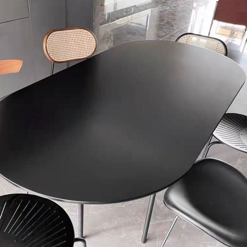 Oval Shape Minimalist Dining Table Wood Color Fixed Table with Solid Wood Clearhalo ' dining_table' 'Dining Tables & Seating' 'Dining Tables' 'furn' 'furn_dining_table' 'Furniture' 'furniture_dining_table' 'Kitchen & Dining Furniture' 'kitchen&dining_furn' 'kitchen' 'kitchen_dining_table' 4092267
