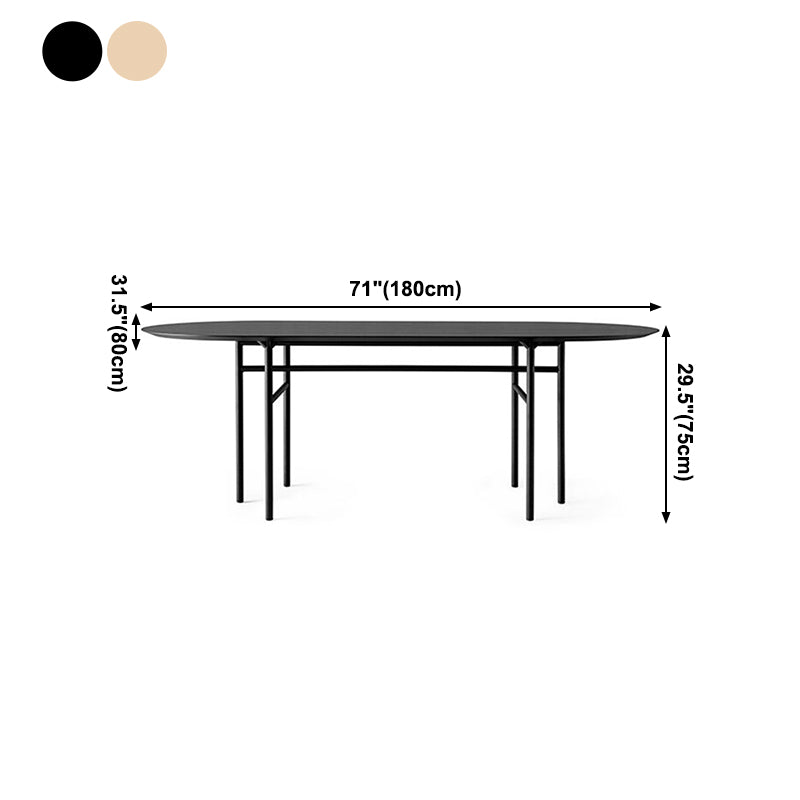 Oval Shape Minimalist Dining Table Wood Color Fixed Table with Solid Wood Clearhalo ' dining_table' 'Dining Tables & Seating' 'Dining Tables' 'furn' 'furn_dining_table' 'Furniture' 'furniture_dining_table' 'Kitchen & Dining Furniture' 'kitchen&dining_furn' 'kitchen' 'kitchen_dining_table' 4092273