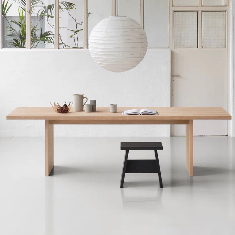 Rectangle Double Pedestal Modern Table Wood Color Fixed Table of Solid Wood Clearhalo ' dining_table' 'Dining Tables & Seating' 'Dining Tables' 'furn' 'furn_dining_table' 'Furniture' 'furniture_dining_table' 'Kitchen & Dining Furniture' 'kitchen&dining_furn' 'kitchen' 'kitchen_dining_table' 4092276