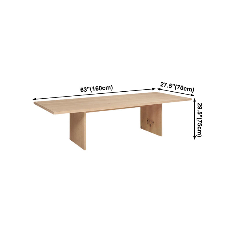 Rectangle Double Pedestal Modern Table Wood Color Fixed Table of Solid Wood Clearhalo ' dining_table' 'Dining Tables & Seating' 'Dining Tables' 'furn' 'furn_dining_table' 'Furniture' 'furniture_dining_table' 'Kitchen & Dining Furniture' 'kitchen&dining_furn' 'kitchen' 'kitchen_dining_table' 4092284