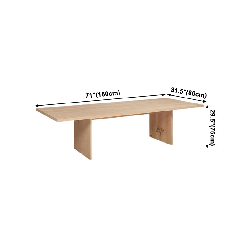 Rectangle Double Pedestal Modern Table Wood Color Fixed Table of Solid Wood Clearhalo ' dining_table' 'Dining Tables & Seating' 'Dining Tables' 'furn' 'furn_dining_table' 'Furniture' 'furniture_dining_table' 'Kitchen & Dining Furniture' 'kitchen&dining_furn' 'kitchen' 'kitchen_dining_table' 4092285