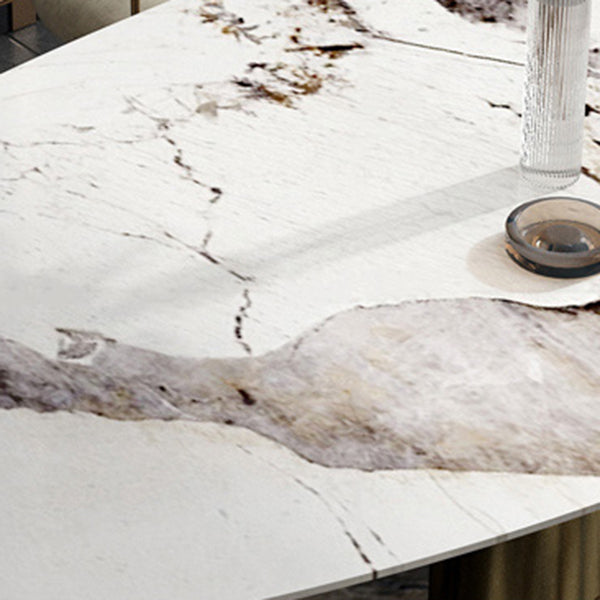 Oval Sintered Stone Dining Table Luxury Kitchen Table with 3 Legs in Gold Clearhalo ' dining_table' 'Dining Tables & Seating' 'Dining Tables' 'furn' 'furn_dining_table' 'Furniture' 'furniture_dining_table' 'Kitchen & Dining Furniture' 'kitchen&dining_furn' 'kitchen' 'kitchen_dining_table' 4092293