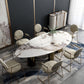 Oval Sintered Stone Dining Table Luxury Kitchen Table with 3 Legs in Gold Clearhalo ' dining_table' 'Dining Tables & Seating' 'Dining Tables' 'furn' 'furn_dining_table' 'Furniture' 'furniture_dining_table' 'Kitchen & Dining Furniture' 'kitchen&dining_furn' 'kitchen' 'kitchen_dining_table' 4092299