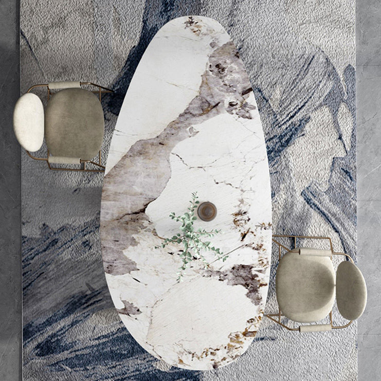 Oval Sintered Stone Dining Table Luxury Kitchen Table with 3 Legs in Gold Clearhalo ' dining_table' 'Dining Tables & Seating' 'Dining Tables' 'furn' 'furn_dining_table' 'Furniture' 'furniture_dining_table' 'Kitchen & Dining Furniture' 'kitchen&dining_furn' 'kitchen' 'kitchen_dining_table' 4092300