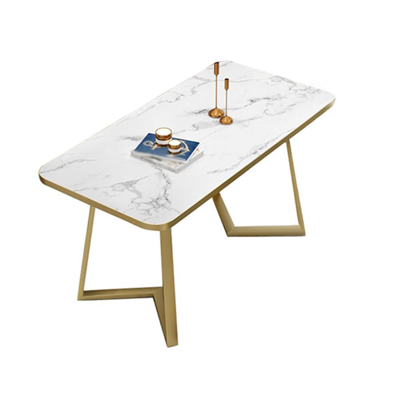 Luxury Style Dining Table Home Small Apartment Table with Metal Base Rectangle 47.2"L x 23.6"W x 29.5"H Without Chairs Clearhalo ' dining_table' 'Dining Tables & Seating' 'Dining Tables' 'furn' 'furn_dining_table' 'Furniture' 'furniture_dining_table' 'Kitchen & Dining Furniture' 'kitchen&dining_furn' 'kitchen' 'kitchen_dining_table' 4092361