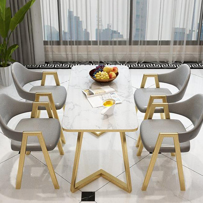 Luxury Style Dining Table Home Small Apartment Table with Metal Base Clearhalo ' dining_table' 'Dining Tables & Seating' 'Dining Tables' 'furn' 'furn_dining_table' 'Furniture' 'furniture_dining_table' 'Kitchen & Dining Furniture' 'kitchen&dining_furn' 'kitchen' 'kitchen_dining_table' 4092366
