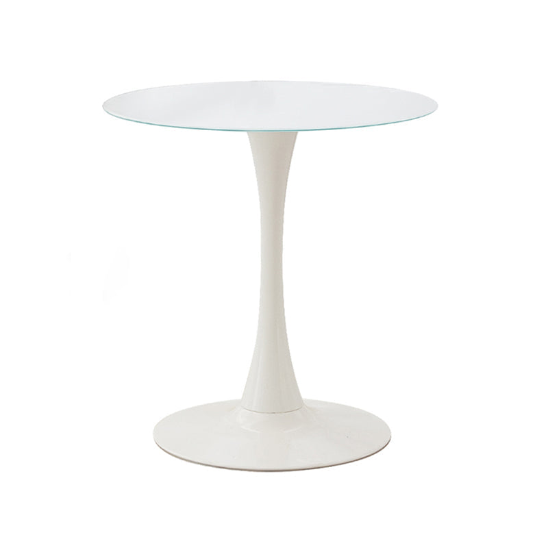 Metal Contemporary Round Dining Table Tulip Base Table for Dining Room and Kitchen Glass White Clearhalo ' dining_table' 'Dining Tables & Seating' 'Dining Tables' 'furn' 'furn_dining_table' 'Furniture' 'furniture_dining_table' 'Kitchen & Dining Furniture' 'kitchen&dining_furn' 'kitchen' 'kitchen_dining_table' 4092395
