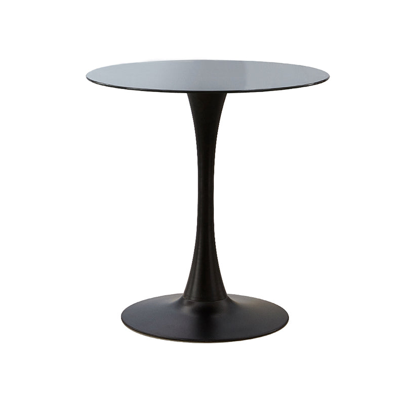 Metal Contemporary Round Dining Table Tulip Base Table for Dining Room and Kitchen Glass Black Clearhalo ' dining_table' 'Dining Tables & Seating' 'Dining Tables' 'furn' 'furn_dining_table' 'Furniture' 'furniture_dining_table' 'Kitchen & Dining Furniture' 'kitchen&dining_furn' 'kitchen' 'kitchen_dining_table' 4092397