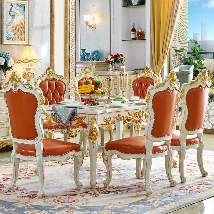 Luxury Style Scratch Resistant Table 4 Legs Base Rectangle Marble Table for Home Clearhalo ' dining_table' 'Dining Tables & Seating' 'Dining Tables' 'furn' 'furn_dining_table' 'Furniture' 'furniture_dining_table' 'Kitchen & Dining Furniture' 'kitchen&dining_furn' 'kitchen' 'kitchen_dining_table' 4092428