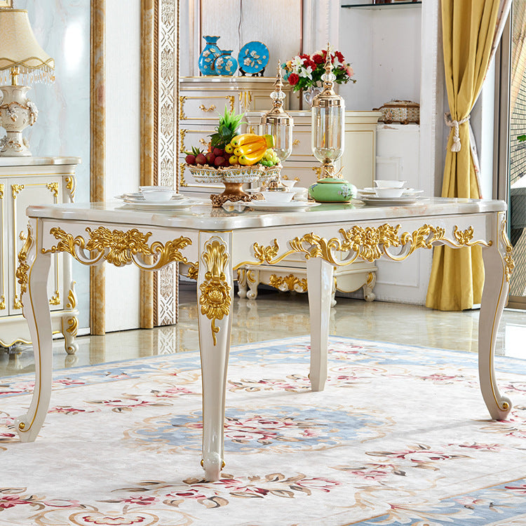 Luxury Style Scratch Resistant Table 4 Legs Base Rectangle Marble Table for Home Clearhalo ' dining_table' 'Dining Tables & Seating' 'Dining Tables' 'furn' 'furn_dining_table' 'Furniture' 'furniture_dining_table' 'Kitchen & Dining Furniture' 'kitchen&dining_furn' 'kitchen' 'kitchen_dining_table' 4092429