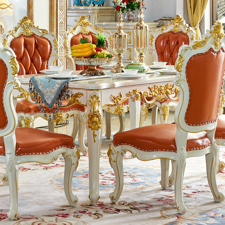 Luxury Style Scratch Resistant Table 4 Legs Base Rectangle Marble Table for Home Clearhalo ' dining_table' 'Dining Tables & Seating' 'Dining Tables' 'furn' 'furn_dining_table' 'Furniture' 'furniture_dining_table' 'Kitchen & Dining Furniture' 'kitchen&dining_furn' 'kitchen' 'kitchen_dining_table' 4092430