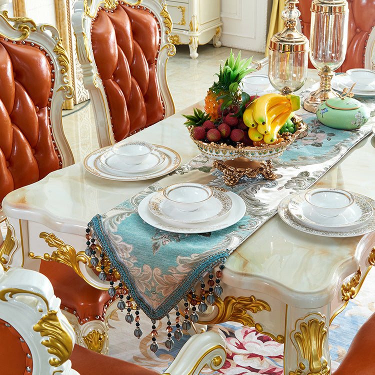 Luxury Style Scratch Resistant Table 4 Legs Base Rectangle Marble Table for Home Clearhalo ' dining_table' 'Dining Tables & Seating' 'Dining Tables' 'furn' 'furn_dining_table' 'Furniture' 'furniture_dining_table' 'Kitchen & Dining Furniture' 'kitchen&dining_furn' 'kitchen' 'kitchen_dining_table' 4092431
