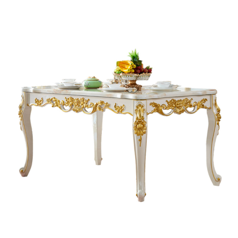 Luxury Style Scratch Resistant Table 4 Legs Base Rectangle Marble Table for Home Without Chairs Clearhalo ' dining_table' 'Dining Tables & Seating' 'Dining Tables' 'furn' 'furn_dining_table' 'Furniture' 'furniture_dining_table' 'Kitchen & Dining Furniture' 'kitchen&dining_furn' 'kitchen' 'kitchen_dining_table' 4092432