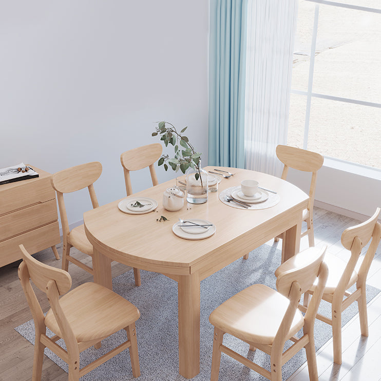 Contemporary Extendable Solid Wood Dining Table Kitchen Standard Dining Table with 4 Legs Base Clearhalo ' dining_table' 'Dining Tables & Seating' 'Dining Tables' 'furn' 'furn_dining_table' 'Furniture' 'furniture_dining_table' 'Kitchen & Dining Furniture' 'kitchen&dining_furn' 'kitchen' 'kitchen_dining_table' 4092451