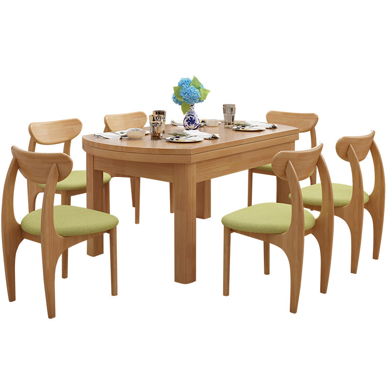 Contemporary Extendable Solid Wood Dining Table Kitchen Standard Dining Table with 4 Legs Base Clearhalo ' dining_table' 'Dining Tables & Seating' 'Dining Tables' 'furn' 'furn_dining_table' 'Furniture' 'furniture_dining_table' 'Kitchen & Dining Furniture' 'kitchen&dining_furn' 'kitchen' 'kitchen_dining_table' 4092460