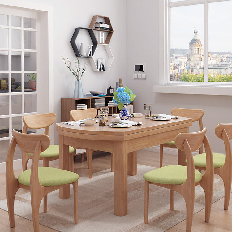 Contemporary Extendable Solid Wood Dining Table Kitchen Standard Dining Table with 4 Legs Base Clearhalo ' dining_table' 'Dining Tables & Seating' 'Dining Tables' 'furn' 'furn_dining_table' 'Furniture' 'furniture_dining_table' 'Kitchen & Dining Furniture' 'kitchen&dining_furn' 'kitchen' 'kitchen_dining_table' 4092463