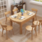 Contemporary Extendable Solid Wood Dining Table Kitchen Standard Dining Table with 4 Legs Base Clearhalo ' dining_table' 'Dining Tables & Seating' 'Dining Tables' 'furn' 'furn_dining_table' 'Furniture' 'furniture_dining_table' 'Kitchen & Dining Furniture' 'kitchen&dining_furn' 'kitchen' 'kitchen_dining_table' 4092466