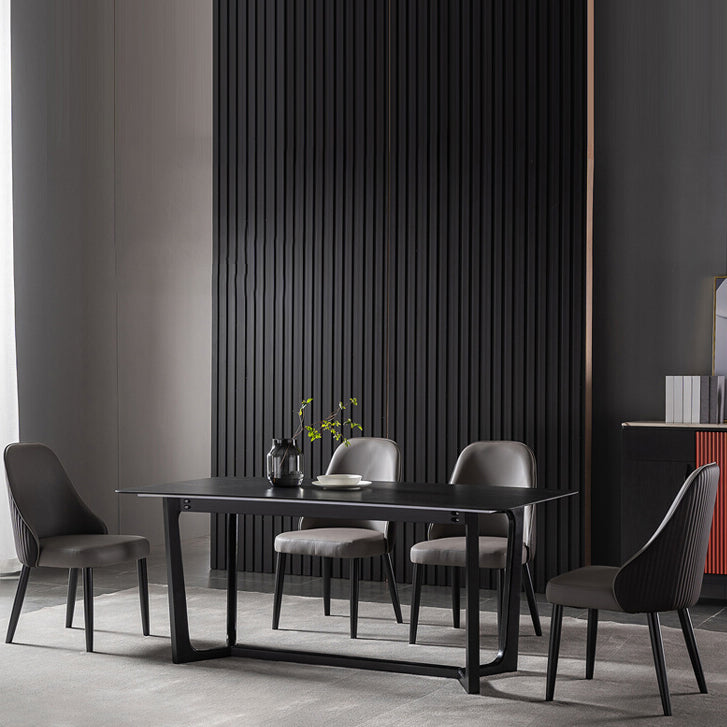 Mid-Century Modern Dining Table Black Rectangle Sintered Stone Dining Table Clearhalo ' dining_table' 'Dining Tables & Seating' 'Dining Tables' 'furn' 'furn_dining_table' 'Furniture' 'furniture_dining_table' 'Kitchen & Dining Furniture' 'kitchen&dining_furn' 'kitchen' 'kitchen_dining_table' 4092502