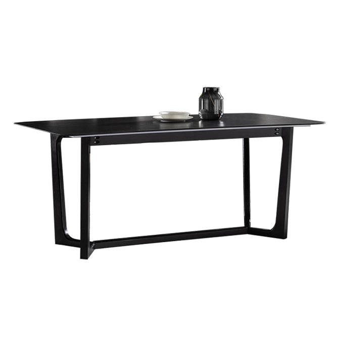 Mid-Century Modern Dining Table Black Rectangle Sintered Stone Dining Table Without Chairs Clearhalo ' dining_table' 'Dining Tables & Seating' 'Dining Tables' 'furn' 'furn_dining_table' 'Furniture' 'furniture_dining_table' 'Kitchen & Dining Furniture' 'kitchen&dining_furn' 'kitchen' 'kitchen_dining_table' 4092506