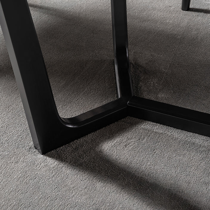 Mid-Century Modern Dining Table Black Rectangle Sintered Stone Dining Table Clearhalo ' dining_table' 'Dining Tables & Seating' 'Dining Tables' 'furn' 'furn_dining_table' 'Furniture' 'furniture_dining_table' 'Kitchen & Dining Furniture' 'kitchen&dining_furn' 'kitchen' 'kitchen_dining_table' 4092507
