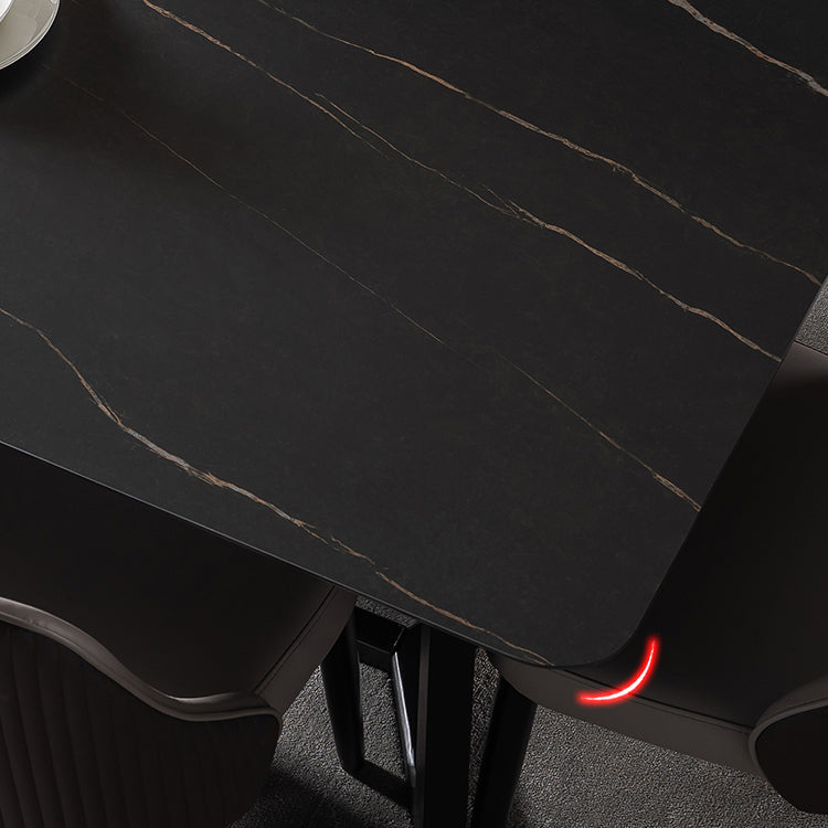 Mid-Century Modern Dining Table Black Rectangle Sintered Stone Dining Table Clearhalo ' dining_table' 'Dining Tables & Seating' 'Dining Tables' 'furn' 'furn_dining_table' 'Furniture' 'furniture_dining_table' 'Kitchen & Dining Furniture' 'kitchen&dining_furn' 'kitchen' 'kitchen_dining_table' 4092510