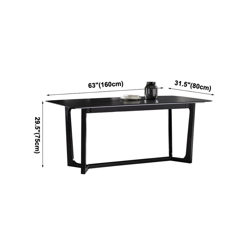 Mid-Century Modern Dining Table Black Rectangle Sintered Stone Dining Table Clearhalo ' dining_table' 'Dining Tables & Seating' 'Dining Tables' 'furn' 'furn_dining_table' 'Furniture' 'furniture_dining_table' 'Kitchen & Dining Furniture' 'kitchen&dining_furn' 'kitchen' 'kitchen_dining_table' 4092514