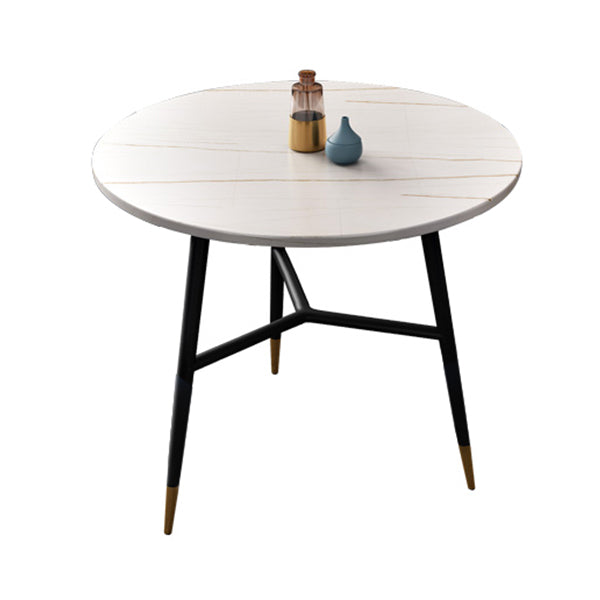 Traditional Luxury Style Dining Table Round Sintered Stone Table with Black Frame White Gold Without Chairs Clearhalo ' dining_table' 'Dining Tables & Seating' 'Dining Tables' 'furn' 'furn_dining_table' 'Furniture' 'furniture_dining_table' 'Kitchen & Dining Furniture' 'kitchen&dining_furn' 'kitchen' 'kitchen_dining_table' 4092520