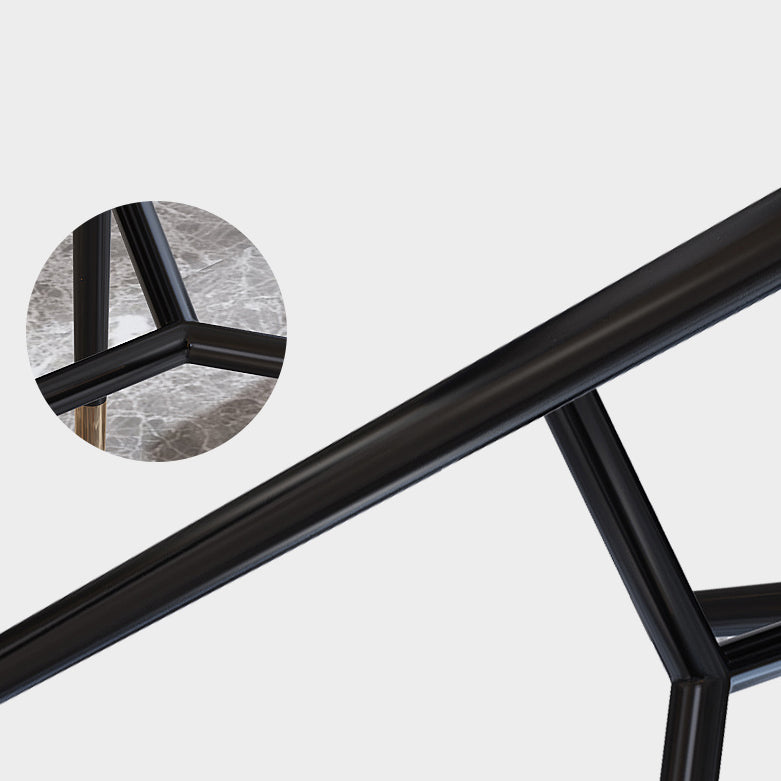 Traditional Luxury Style Dining Table Round Sintered Stone Table with Black Frame Clearhalo ' dining_table' 'Dining Tables & Seating' 'Dining Tables' 'furn' 'furn_dining_table' 'Furniture' 'furniture_dining_table' 'Kitchen & Dining Furniture' 'kitchen&dining_furn' 'kitchen' 'kitchen_dining_table' 4092521